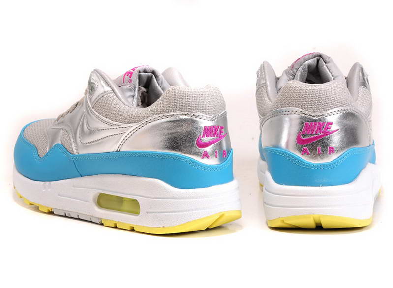 Nike Air Max 1 87 fourrure Chaussures Hommes gris argent bleu (3)